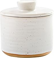 Simply Caroline Premium Ceramic Butter Crock - Large 3-Stick French Butter Keeper with Water Seal, Speckled Stoneware