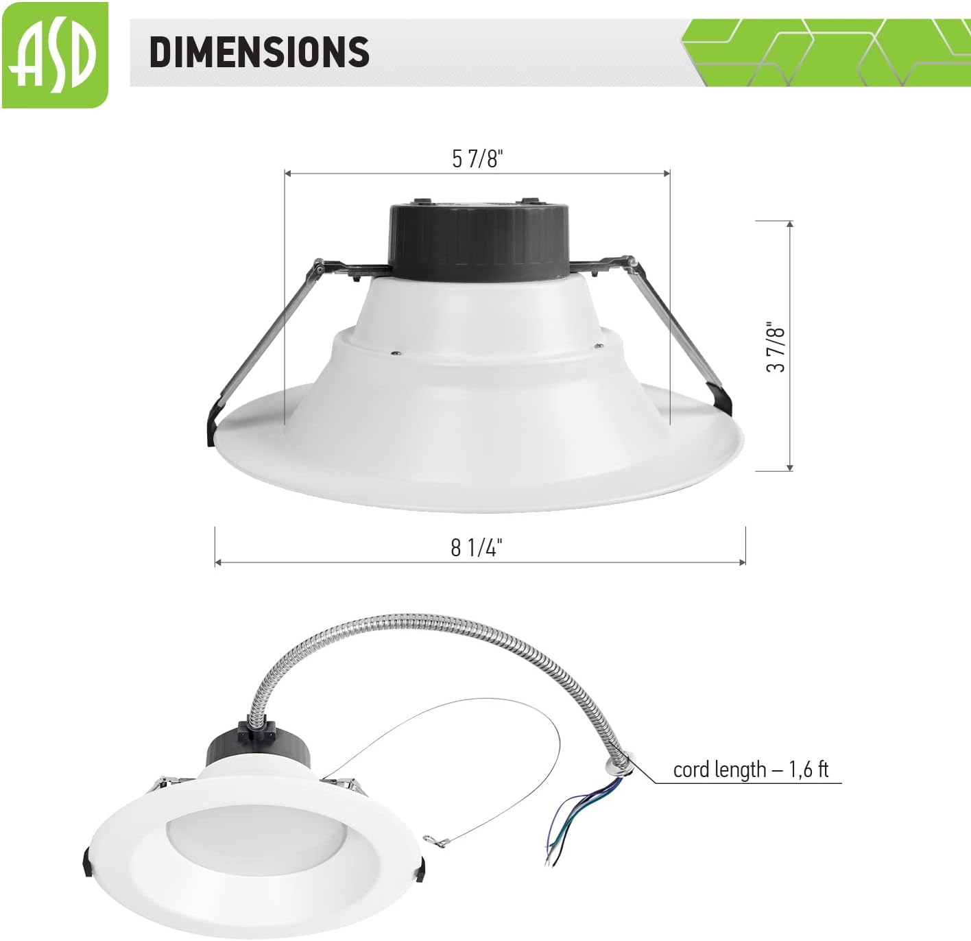 ASD 6 Inch Commercial Canless LED Downlight, Power Adjustable 10/15/22W Lighting, Dimmable Recessed Ceiling Light Fixture, 5 Color Temperatures 2700K-5000K, 120-277V IC Rated UL & Energy Star 4 Pack