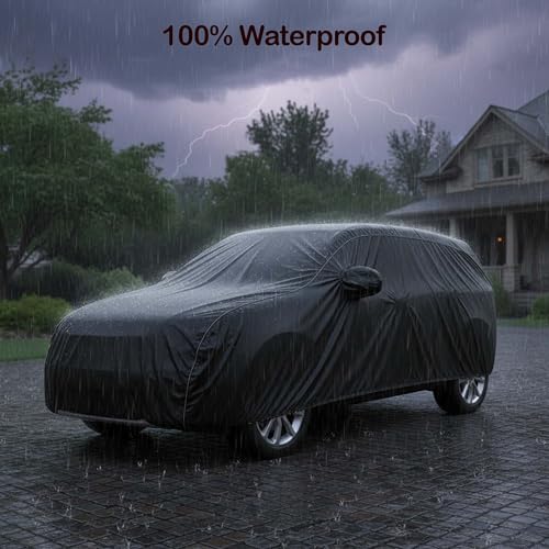 Image of Sulfar 100% Waterproof Car Body Cover Compatible with Mirror for Audi S5 (Triple Stitched, Full Bottom Elastic, Black-TB)