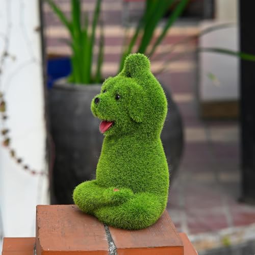 Statues de chien pour extérieur en résine floquée verte - 4