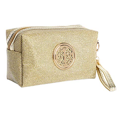 MHDGG Makeup Bag Travel Cosmetic Bag for Women Girls,Large Makeup Bag Waterproof Travel Cases Portable Makeup Bags Makeup Organizers Cosmetics Makeup Toiletry,S Gold