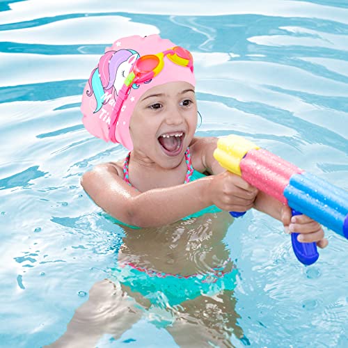 Kids Swim Caps For Girls (Age 6-12), Durable Waterproof Silicone Swimming Cap For Long Hair With Swimming Goggles, Ear Plug And Nose Clip (Pink, Age 6-12) #TOP6