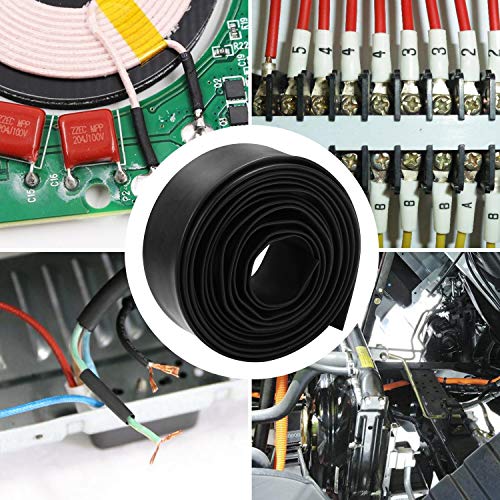 Thanksky 3/8 inch Large Heat Shrink Tubing Roll,4FT 3:1 Adhesive Glue Lined Dual Wall Tube, Black Electrical Shrink Wrap Tubing (4Ft, 3/8\" Diameter) - Thumbnail 3