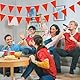 Rote Wimpelkette für den Außenbereich – 20 m Lange Wimpelkette aus Nylongewebe mit 52 Dreiecksflaggen, wasserdichte, Wiederverwendbare Wimpelkette für Garten, Geburtstag, Hochzeit, Party-Dekoration