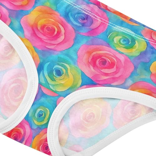 Joisal Vibrant Roses Pink Teal Girl Panties Cute Toddler Underwear Floral Cotton Designer Briefs Kids Undies 2t4