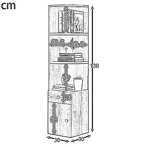 Htllt Storage Shelf Floating Shelves Bookshelf, Floor Rack Storage Shelf Student Bookcase Desktop Small Bookshelf 30 30 138Cm,Cherry Maple Color #TOP1