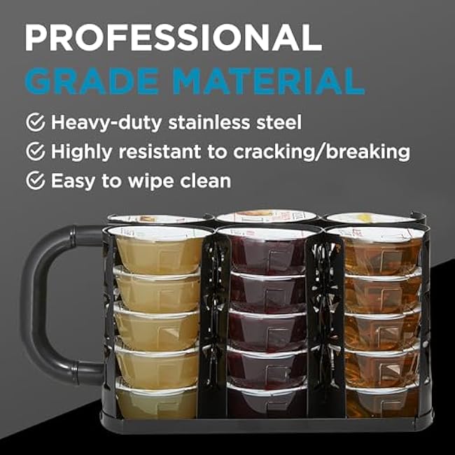 Bartesian Fridge Cocktail Capsule Carrier - Portable Storage Organizer for 30 Mixology Capsules - Stainless Steel Refrigerator Rack Dispenser for Cocktail Maker Machine - 10.5 x 5 x 5