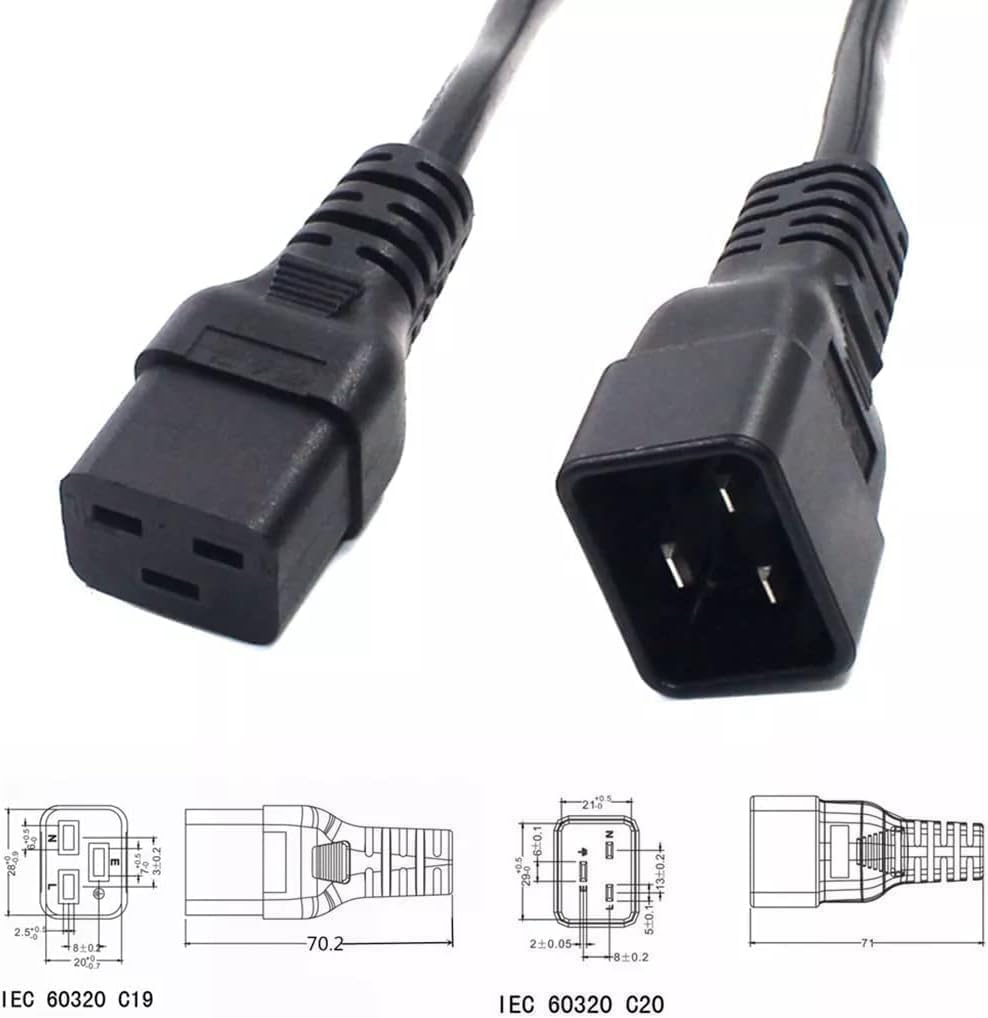 Heavy Duty C20 to 2*C19 Y Splitter Power Cable Splitter Cord, Server/PDU Power Cord,12AWG,C20 to Two C19 Splitter,C20 to Dual C19 Y Split Cord,UL Listed (6.6ft/2m Type B)