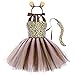 IWEMEK Kinder Baby Mädchen Milchkuh Tiger Leopard Tier Kostüm Karneval Halloween Ärmellos Tutu Prinzessinkleid + Ohr Stirnband + Schwanz Fotoshooting Outfits Bekleidungset Braun Leopard 3-4 Jahre
