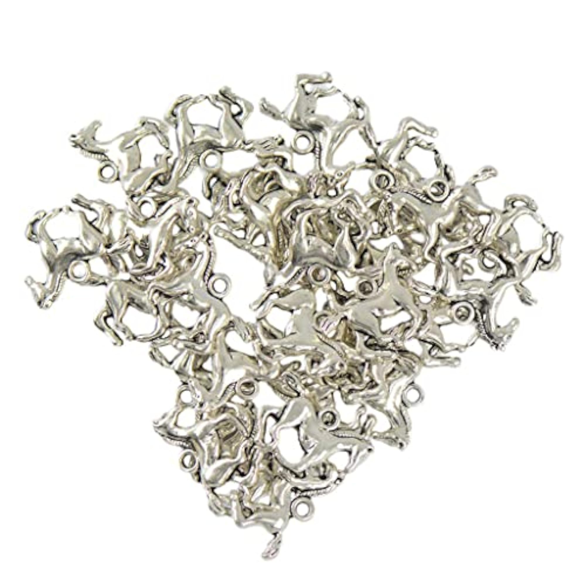 30Pcs Tibetan Silver 3D Running Horse Charms for DIY