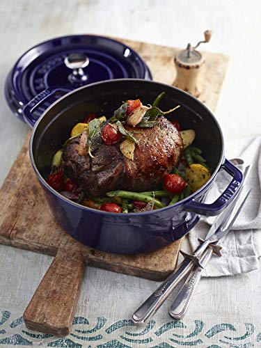 Image of Staub Cast Iron 5.5-qt Round Cocotte - Dark Blue, Made in France