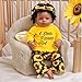 BABESIDE 3 Pcs Reborn Baby Doll Clothes Set for 17-22 Inch Babydolls, Sunflower Baby Dolls Clothes with Headband for Realistic Baby Doll Accessories