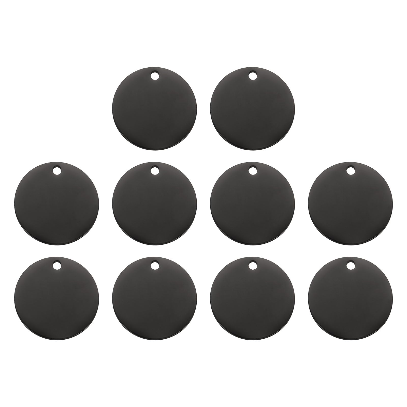 sourcing map 10 Pcs Round Blank Stamping Tag 25mm Stainless Steel Circle Polished Blanks Tag Pendants with Hole for Bracelet Crafts Labeling Making, Black