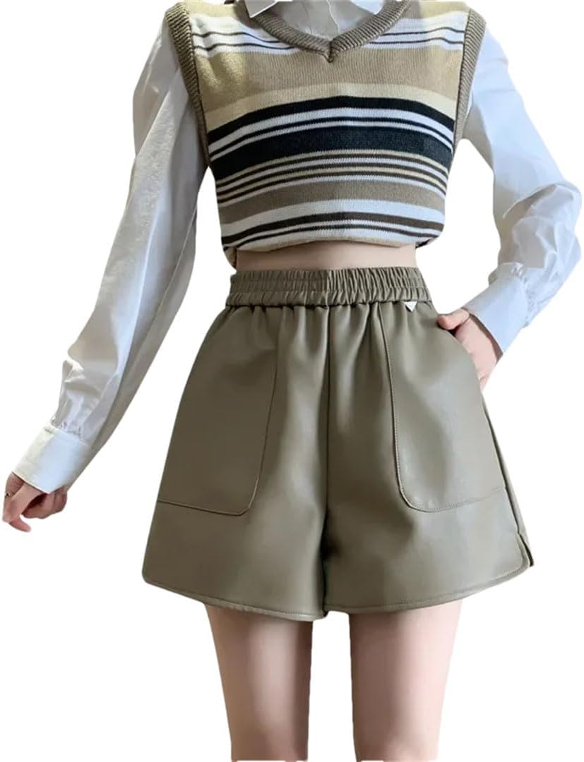 Women's Winter Bell Bottom Shorts Leather Pants Boot Pants and Casual Pants