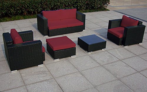 Preisvergleich Produktbild Baidani Rattan Garten Lounge Sun Dream, Schwarz (Rot)