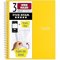 Five Star Spiral Notebooks, 3 Subject, 150 College Ruled - View #4