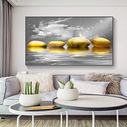 Poster lake and stones doré, impression murale grand format