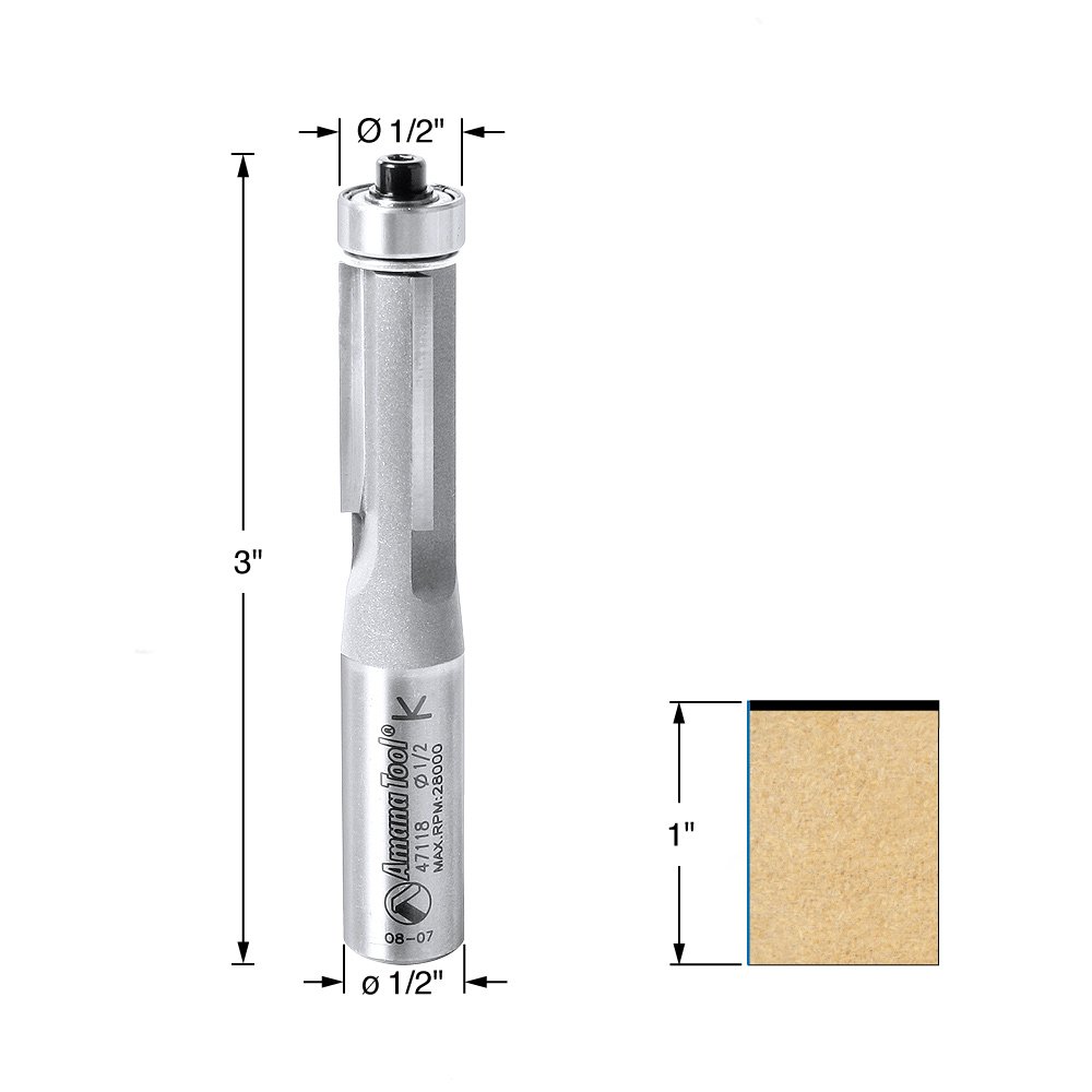 カンナ ページ Amana Tool 47118 Flush Trim with B.B. Guide 1/2 by 1 by 1/2