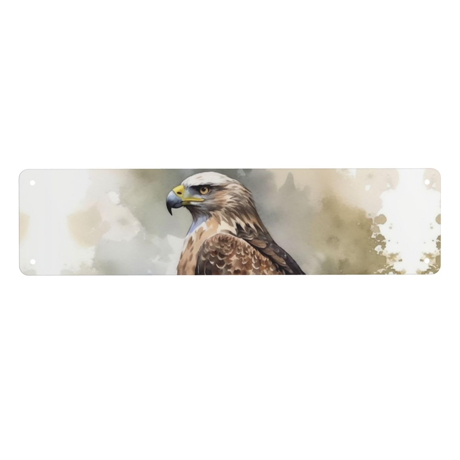 Vintage Metal Tin Signs Retro Garage Signs Stylish Wall Art Plaques for Home Decor Unique Poster 4x16 Inch Watercolor of Hawk Sitting in The Tree Metal Sign Outdoor Wall Decorations Gifts