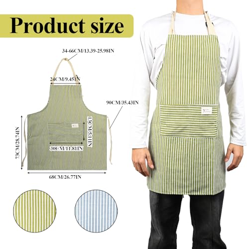 2 Pcs Aprons for Women Men, Kitchen Chef Aprons for Cooking Apron, Unisex Adjustable Bib Apron with 2 Pockets, for Home Kitchen Cooking Baking Restaurant Household Cleaning - Image 3