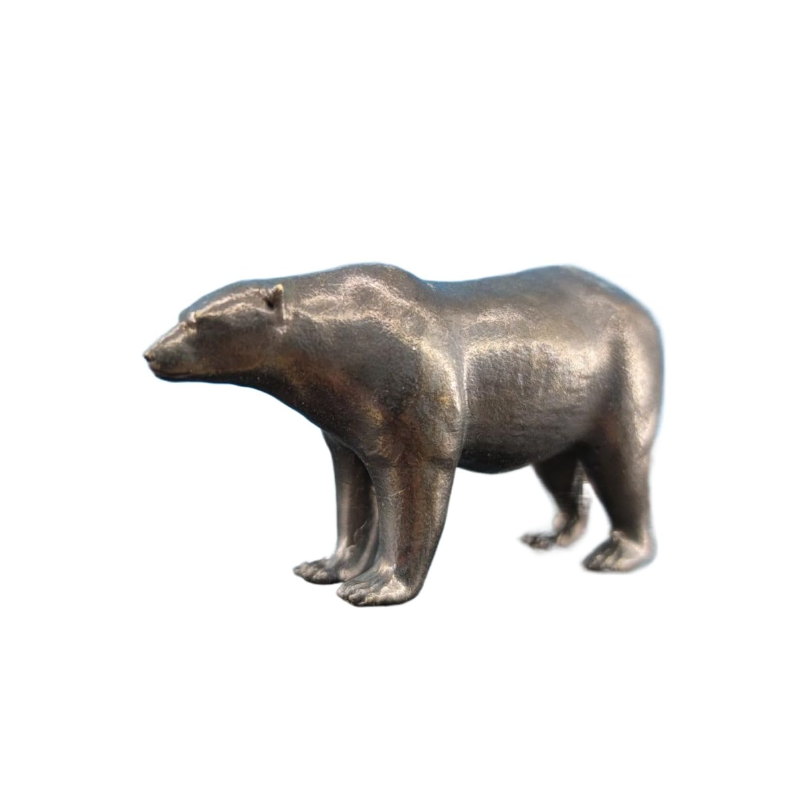 NGDFGR Brass Polar Bear Miniature Statue,Metal Animals Black Bear Sculpture Desktop Ornament Home Bonsai Micro Landscape Decor Accessories