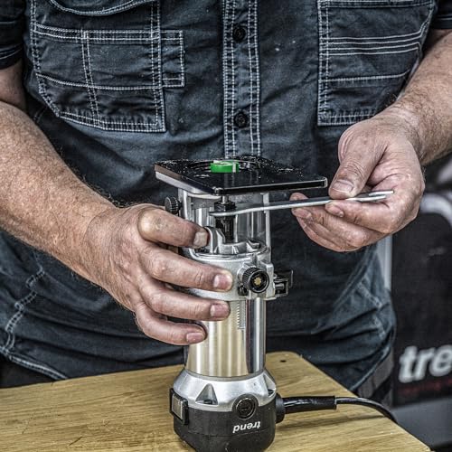 Trend T1 Oberfräse mit erweiterter Trimmbasis, 8mm Spannzange, 710W, 230V, Kompaktes Trimm-Werkzeug, T1ETS/EURO