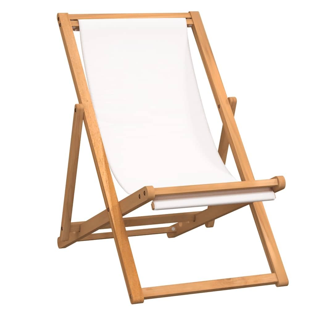 Leżak Teak 56 x 105 x 96 cm kremowy siedzisko do ogrodu meble balkonowe na pokład Balcony