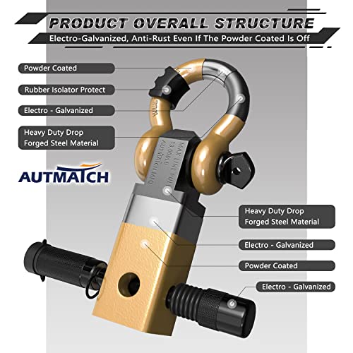 image for AUTMATCH Shackle Hitch Receiver 2 Inch - 3/4