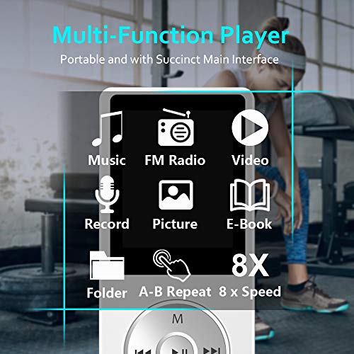Aigital MP3 Player,16GB Portable MP3/MP4 Music Player HiFi Lossless Sound with Built-in Speaker, Voice Recorder, Photo Viewer, Video Player and the Games,Support up to 128GB TF Card(Include Earphones)
