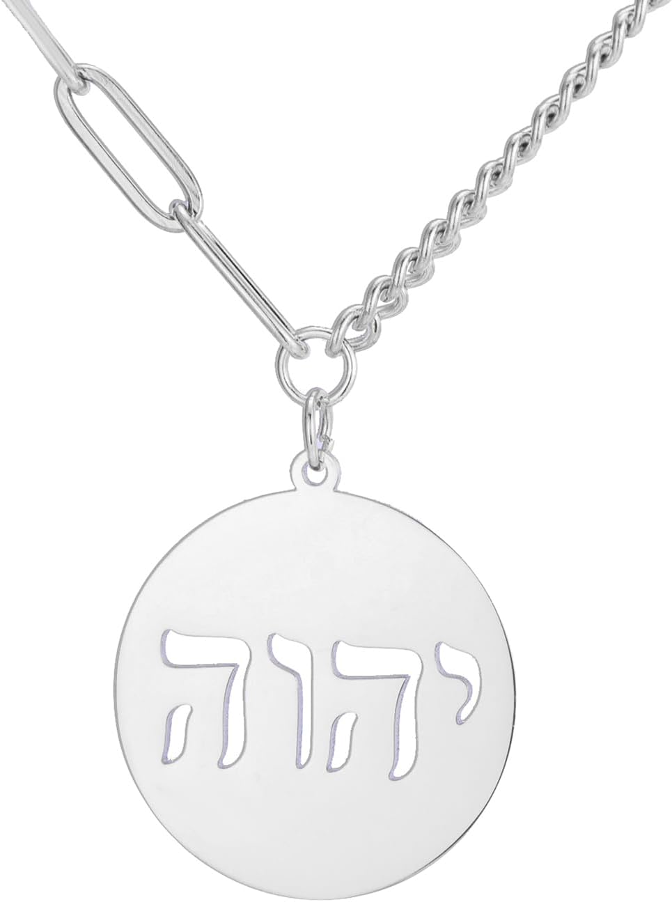 VASSAGO Hebrew Necklace YHVH YHWH Jehovah Pendant Tetragrammaton God Names Necklaces Hanukkah Amulet Religious Faith Blessing Jewelry Gifts for Men Women