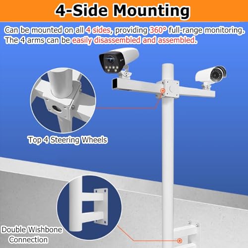 Poste Universal Ajustable para cámara de Montaje en Pared, de 19,7 a 78,7 Pulgadas, Soporte de fácil instalación para Luces de Seguridad y vigilancia Exteriores, Color Gris Claro, Altura de