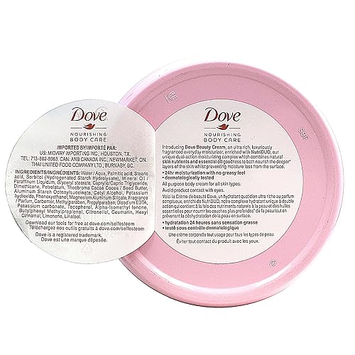 Dove Nourishing Body Care, Face, Hand, and Body Beauty Cream for Normal to Dry Skin Lotion for Women with 24-Hour Moisturization, 4-Pack, 2.53 Oz Each Jar