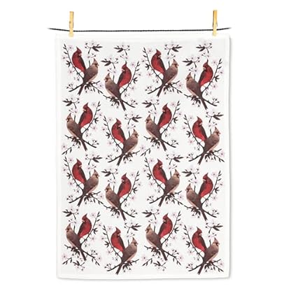 Abbott Collection Cardinals & Cherry Blossoms Küchen-Geschirrtuch, Baumwolle, 20 x 28 l