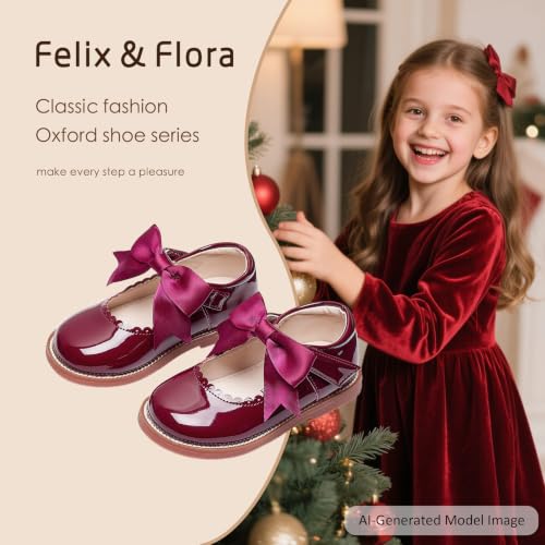 Image of Felix & Flora Toddler Little Girl Mary Jane Dress Shoes - Ballet Flats for Girl Party School Shoes
