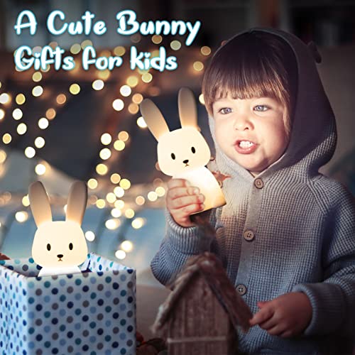 Afootry Night Light For Kids, Cute Bunny Night Light Gifts For Kids Room Nursery Baby Bedroom Toddler Teen Girls Kawaii Room Decor,Rechargeable Silicone Bunny Cute Lamp With 3 Hours Timer&7 Colors #TOP6