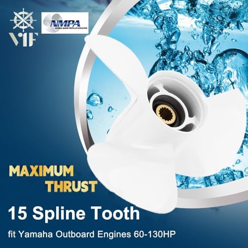 Image of VIF Aluminum Boat Propeller with Yamaha 60HP 70HP 75HP 80HP 85HP 90HP 115HP 130HP Outboard Engines,15 Tooth, Rh
