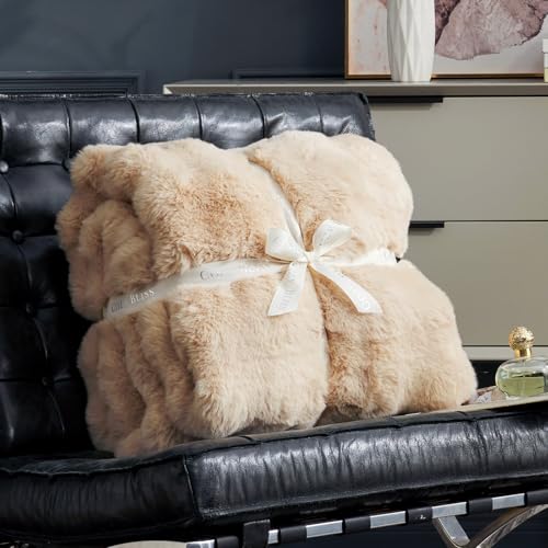 Cozy Bliss Faux Fur Throw Blanket for Couch, Fuzzy Soft Plush Thick Bubble Blanket for Sofa Bedroom Living Room (Beige, Throw(50" x 60")) by Cozy Bliss - Image 4