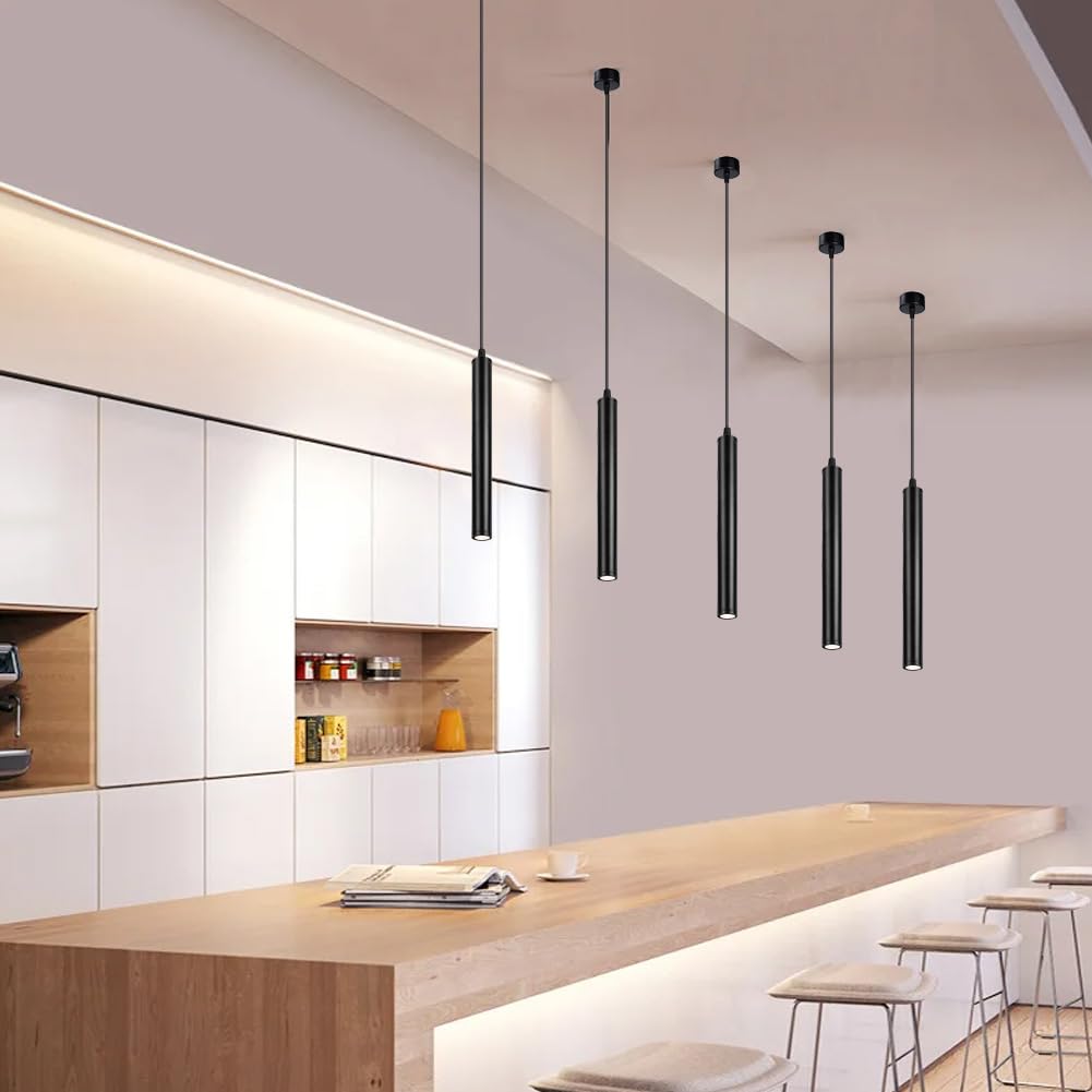 HOTUT Lámpara de Suspensión Cilíndrica, 2PCS Lamparas Colgantes Mesita de Noche, Destacar Downlight Lámpara Colgante para Cocina, Lampara Techo Colgante Cilindrica para Comedor, Dormitorio, Café