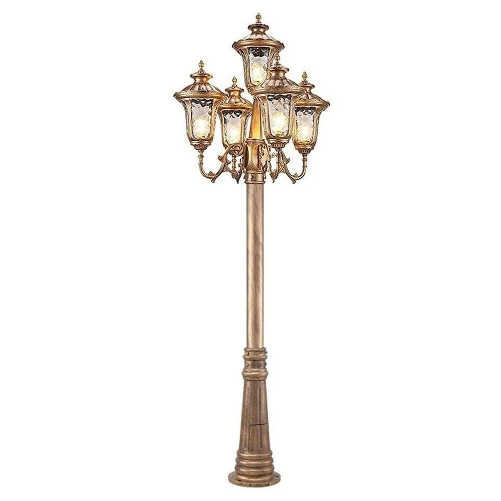 QUSYZD Strong Durable European 5-Lights 2M Traditionaloutdoor Floor Lamp E27 Vintage Glass Garden Lawn Path Column Street Light Ip55 Waterproof Landscape High Pole,Glass-300cm