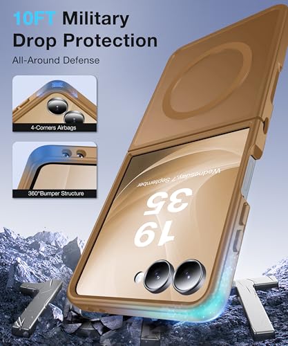 Image of NO.1 Magnetic for Samsung Galaxy Z Flip 7 Case（Not for Flip7 FE 6.7''） with MagSafe[Military Shockproof][Translucent Matte][Anti-Fingerprint] Soft Silicone Bumper for Flip 7 Case 6.9'',Coffee