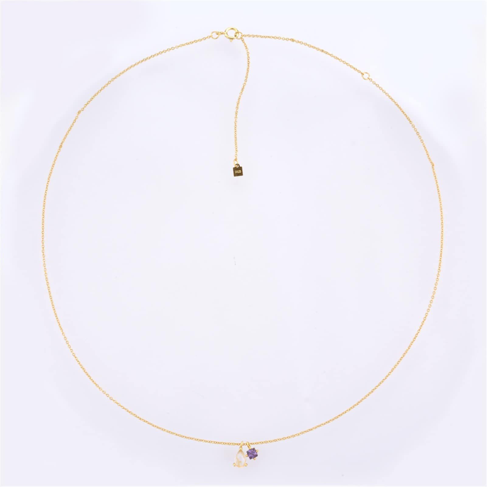 Collane Ciondolo in argento 925 a forma di goccia con ciondolo quadrato viola, collana a catena lunga, pendenti da donna alla