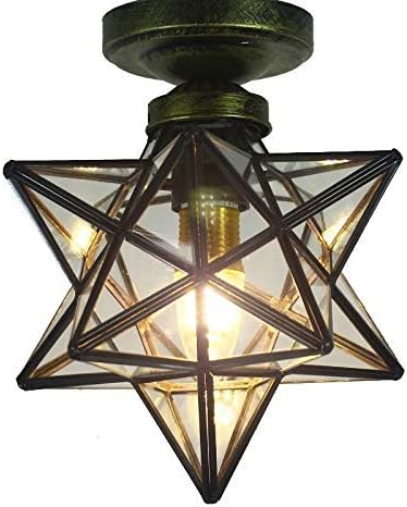 Star Ceiling Light Shade Clear Glass Transparent Lampshade Chandeliers Lights Loft for Corridor Aisle Door Bar Bedroom Restaurant Living-room Home Lighting