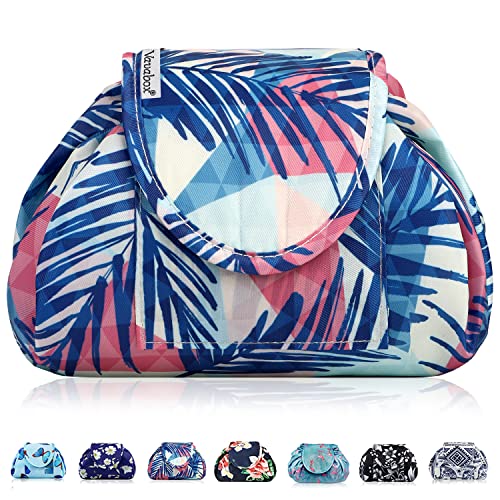 Lazy Drawstring Makeup Bags, Large Capacity Waterproof Travel Portable Cosmetic Bag Pouch Makeup Pouch Storage Organiser for Women Girl, Tropical Holiday