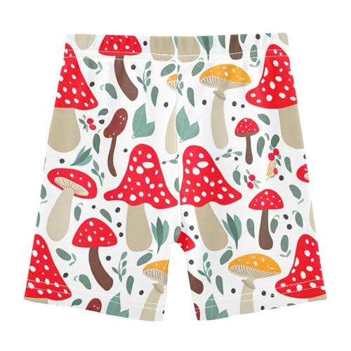 Joisal Toddler Biker Shorts Girls Cotton Shorts for Under Dress Cute Mushrooms Red Orange Plants Dance Clothes 4t2