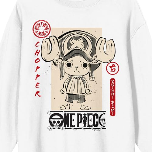 Bioworld One Piece (Animated Series) - Chopper, icon, logo on white Adult Crew Neck Sweatshirt2
