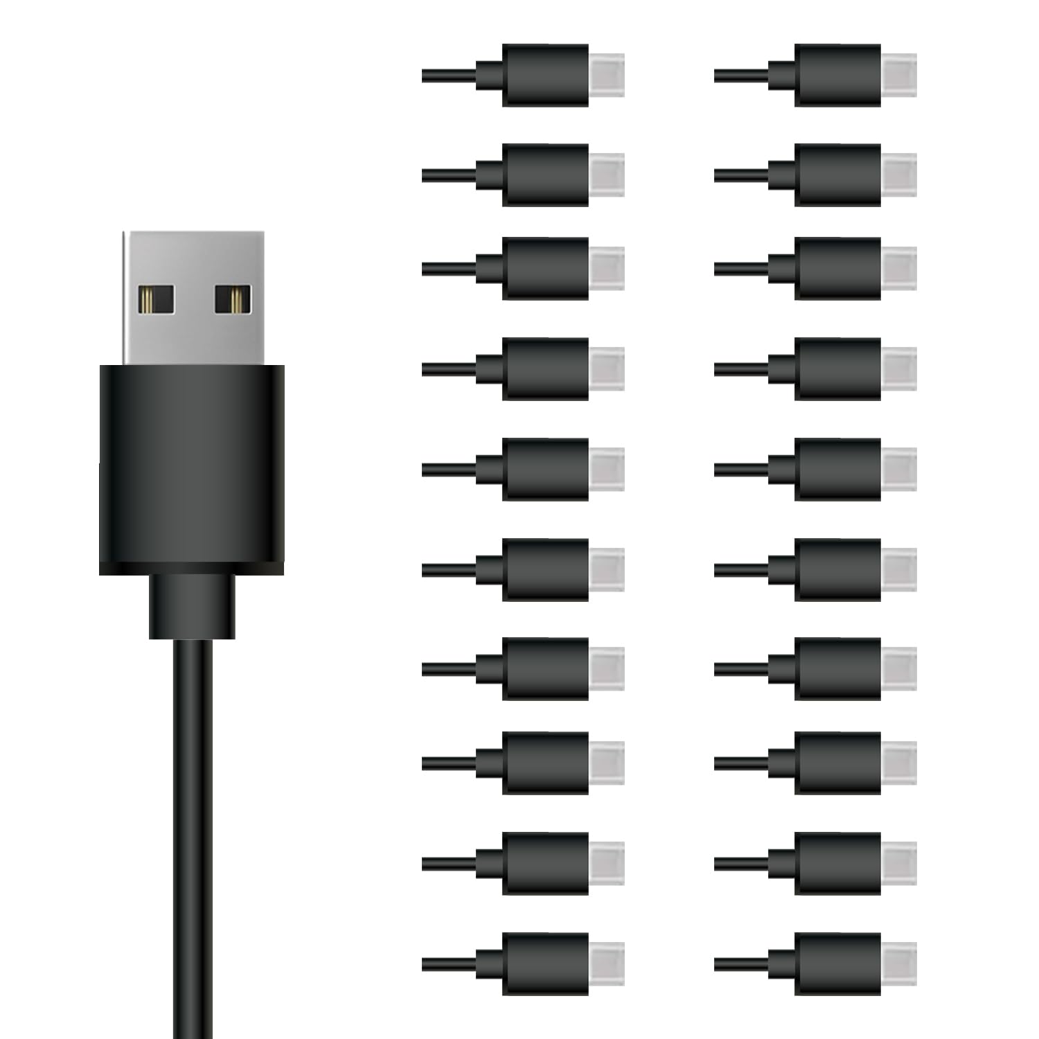 USB C Cable 20 Pack 3FT USB 2.0 Cables,Bulk Type C Charging Cords Black