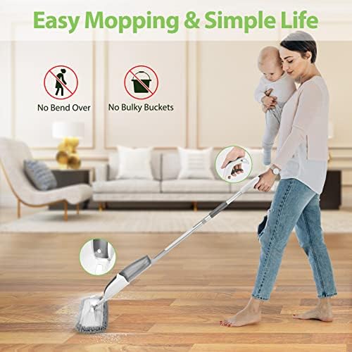 Spray Mop for Floor Cleaning Microfiber Mop with 6 Washable Reusable Replacement Pads and 610 ml Refillable Bottle Wet Dust Mop for Hard Wood Vinyl Ceramic Tile Laminate Floors Kitchen Cleaner