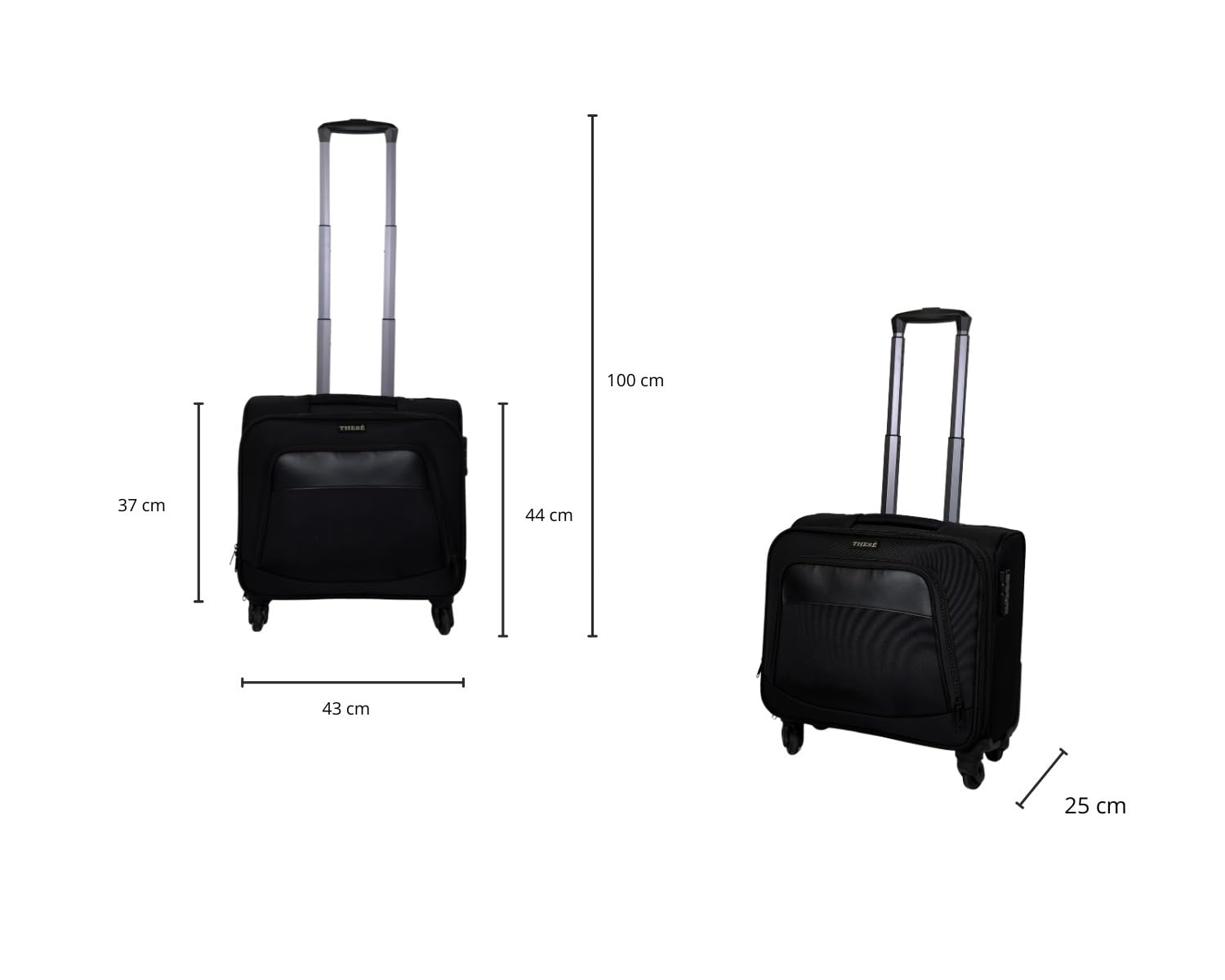 Trolley Sac de travail pour ordinateur portable 42 x 25 x 46 cm 4 roues 360 °, porte-PC/tablette rembourré, organisateur d'affaires, cadenas TSA, compartiment vêtements + dossier porte-documents