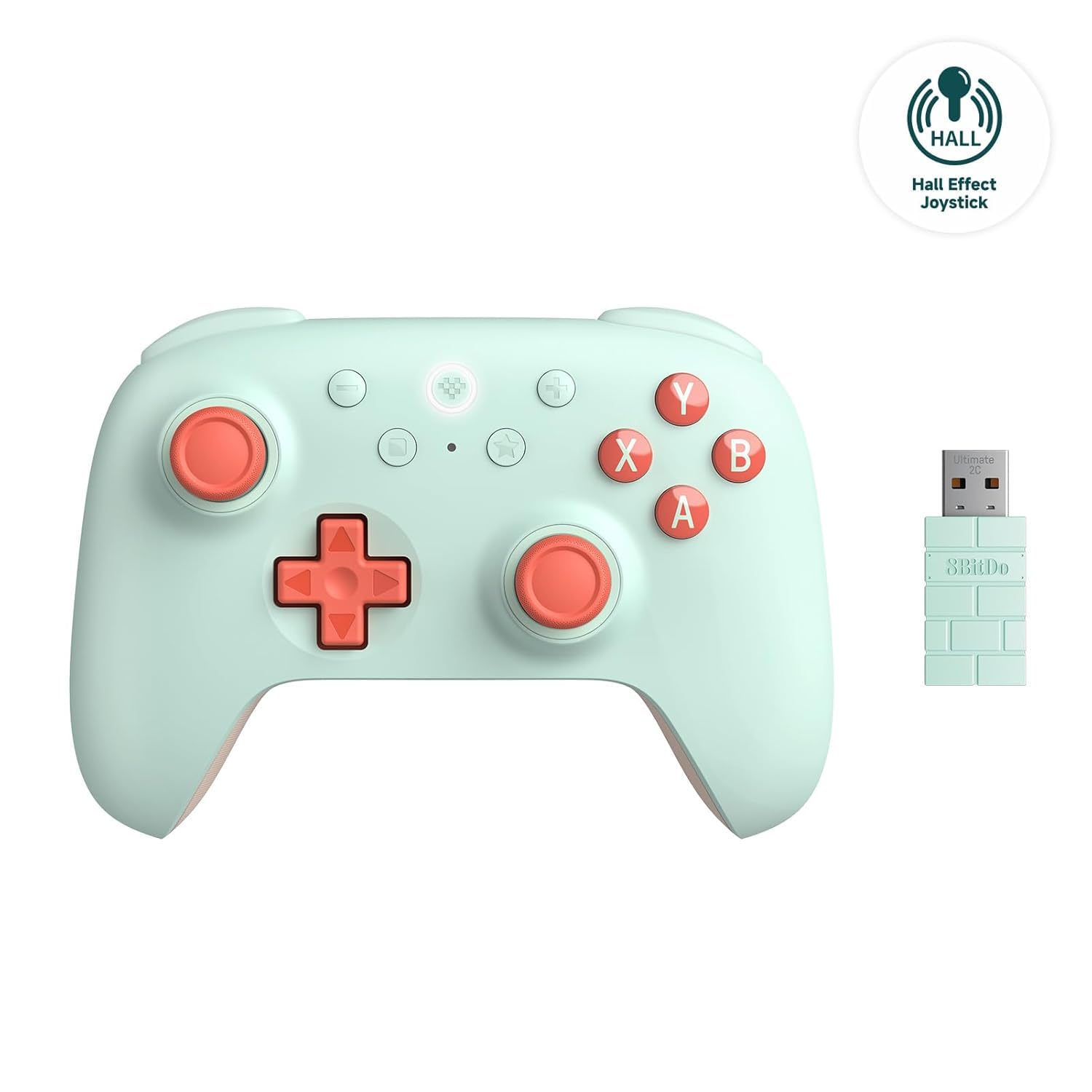 8Bitdo Ultimate 2C Wireless Controller for Windows and Android PCs, Polling Frequency 1000 Hz, Hall Effect Joysticks and Hall Triggers, Reassignable L4/R4 Bumpers, Turbo Function (Light Green)
