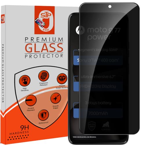 Image of STP FEEL Premium Grade Privacy Tempered Glass Screen Protector Guard Compatible For Motorola G77 Power 5G (6.72 Inch, Pack of 1) Full Edge to Edge Coverage Anti-Spy /Anti-Peeping 9H Hardness